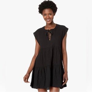 Robin Piccone Fiona Ruffle Cover-Up – Black – Size S – Sheer Swim Cover